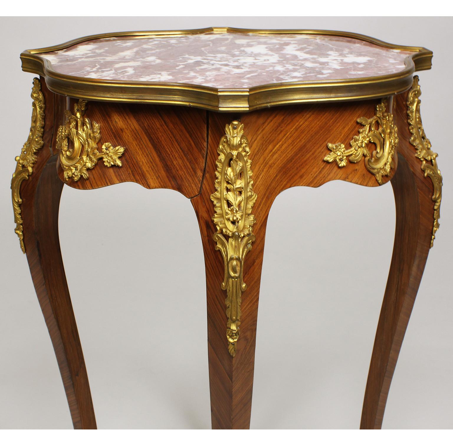 French 19th Century Louis XV Style Kingwood & Ormolu Mounted Side Table Gueridon In Good Condition For Sale In Los Angeles, CA