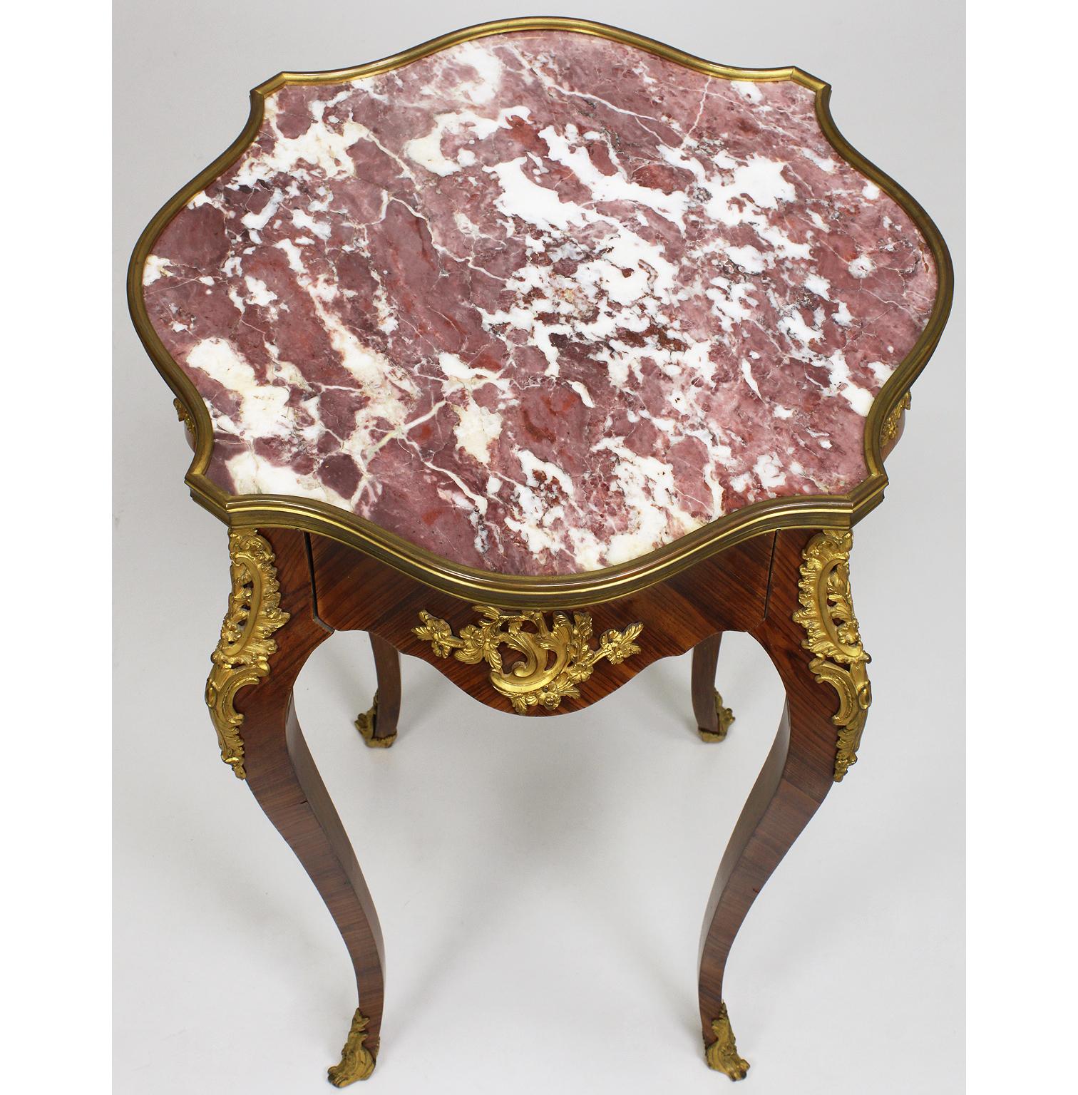 Early 20th Century French 19th Century Louis XV Style Kingwood & Ormolu Mounted Side Table Gueridon For Sale