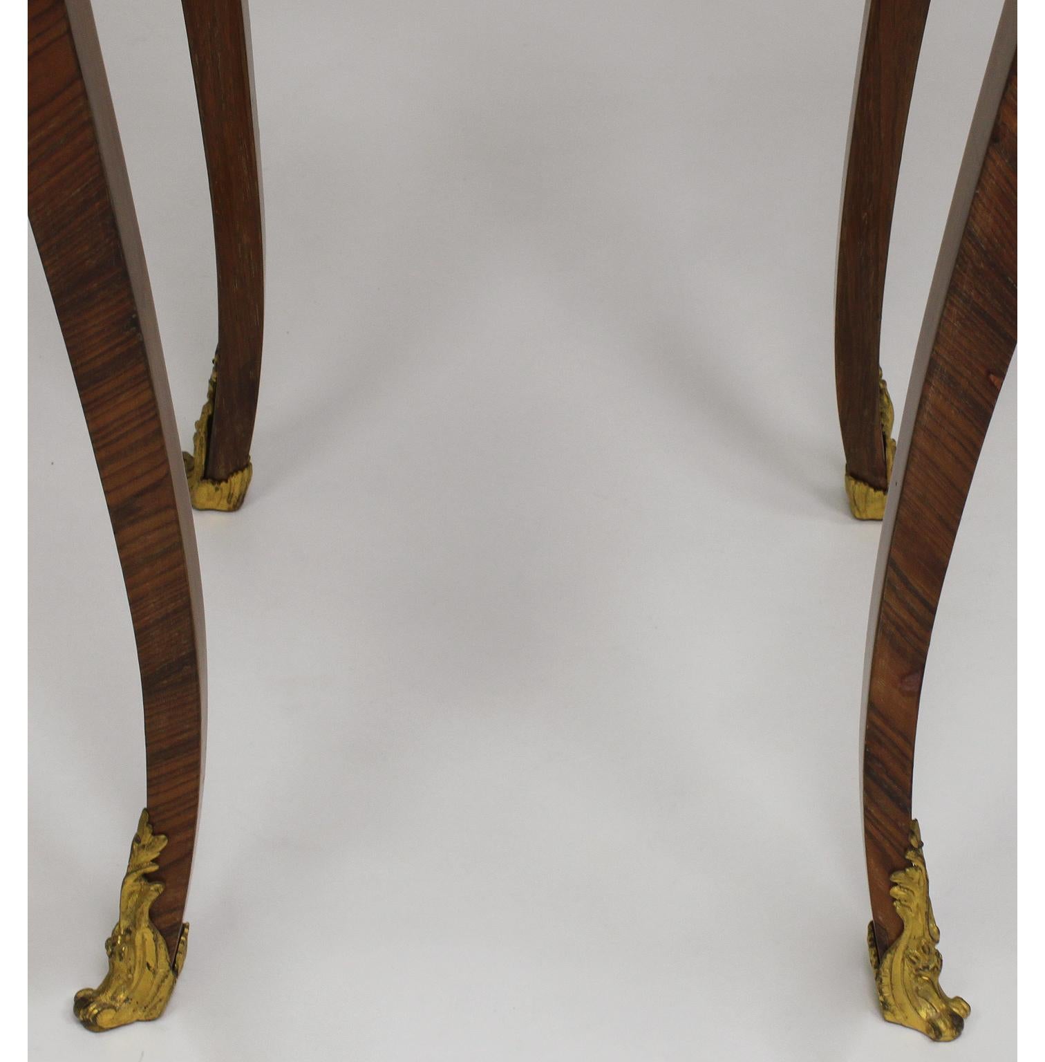 Marble French 19th Century Louis XV Style Kingwood & Ormolu Mounted Side Table Gueridon For Sale