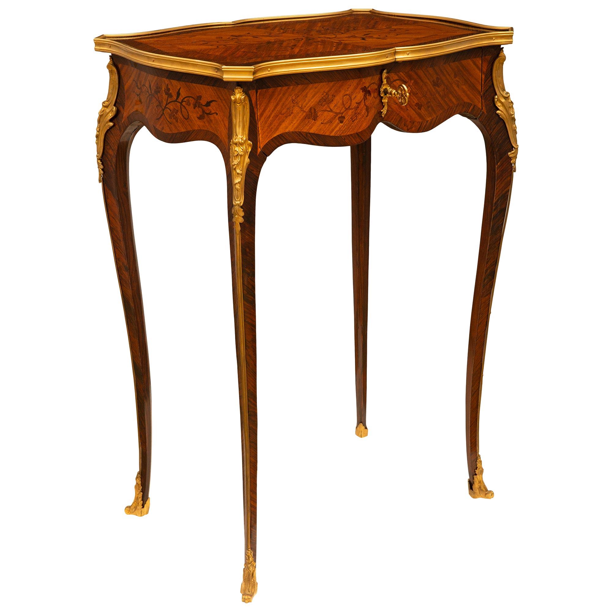  French 19th Century Louis XV Style Kingwood Side Table In Good Condition For Sale In West Palm Beach, FL