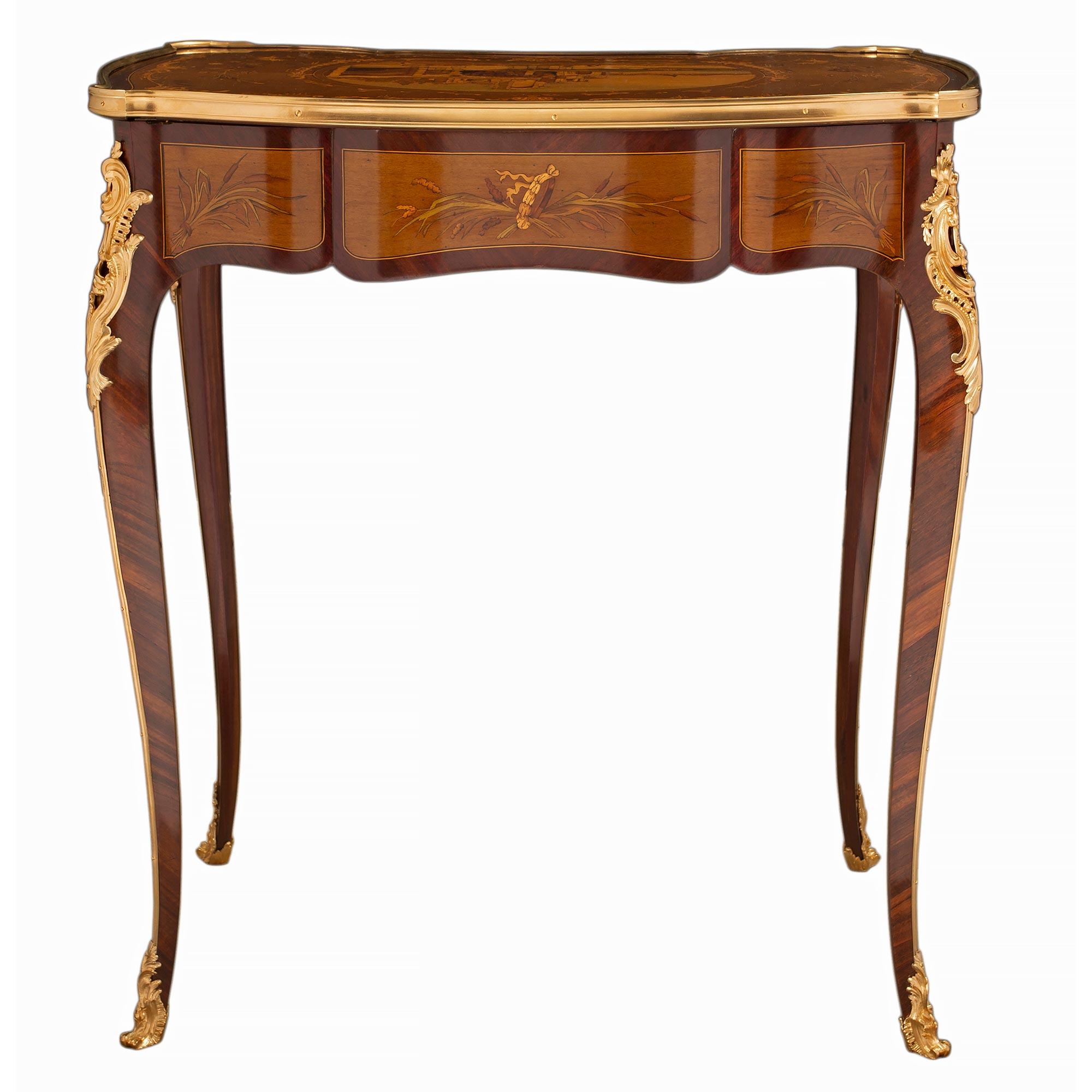 French 19th Century Louis XV Style Kingwood, Tulipwood and Ormolu Dressing Table For Sale 3