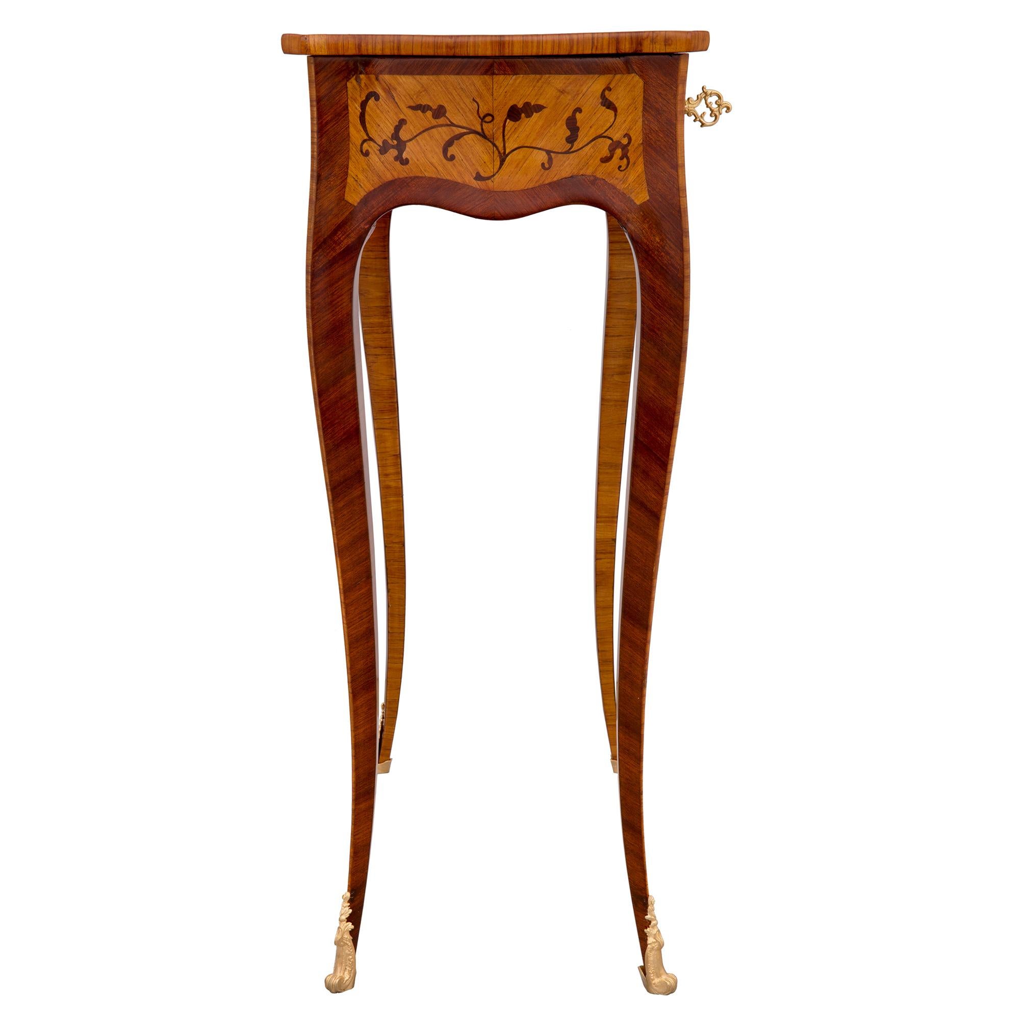 French 19th Century Louis XV Style Kingwood, Tulipwood and Ormolu Side Table For Sale 2