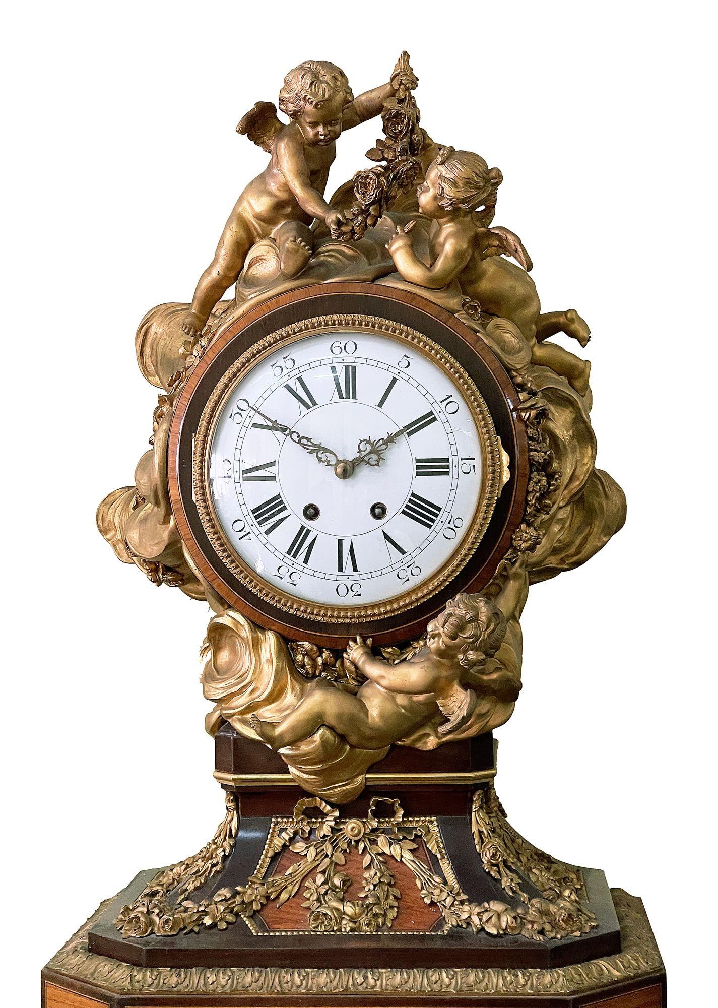 Francese Orologio a cassa lunga francese del XIX secolo in stile Luigi XV. in vendita