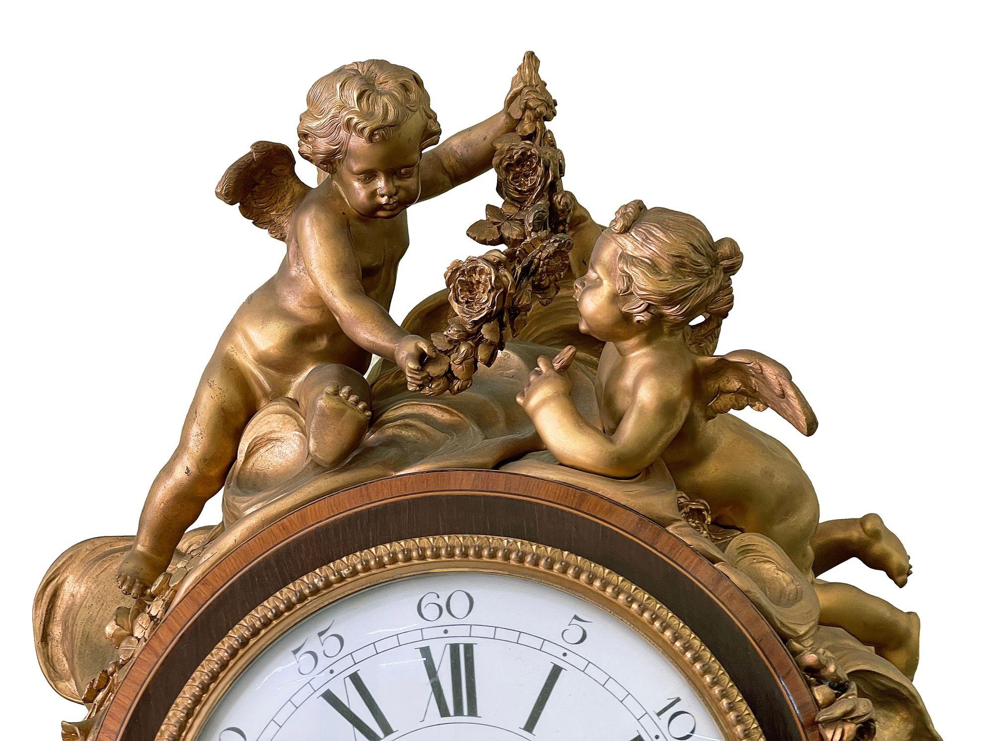 Orologio a cassa lunga francese del XIX secolo in stile Luigi XV. In condizioni buone in vendita a Brighton, Sussex