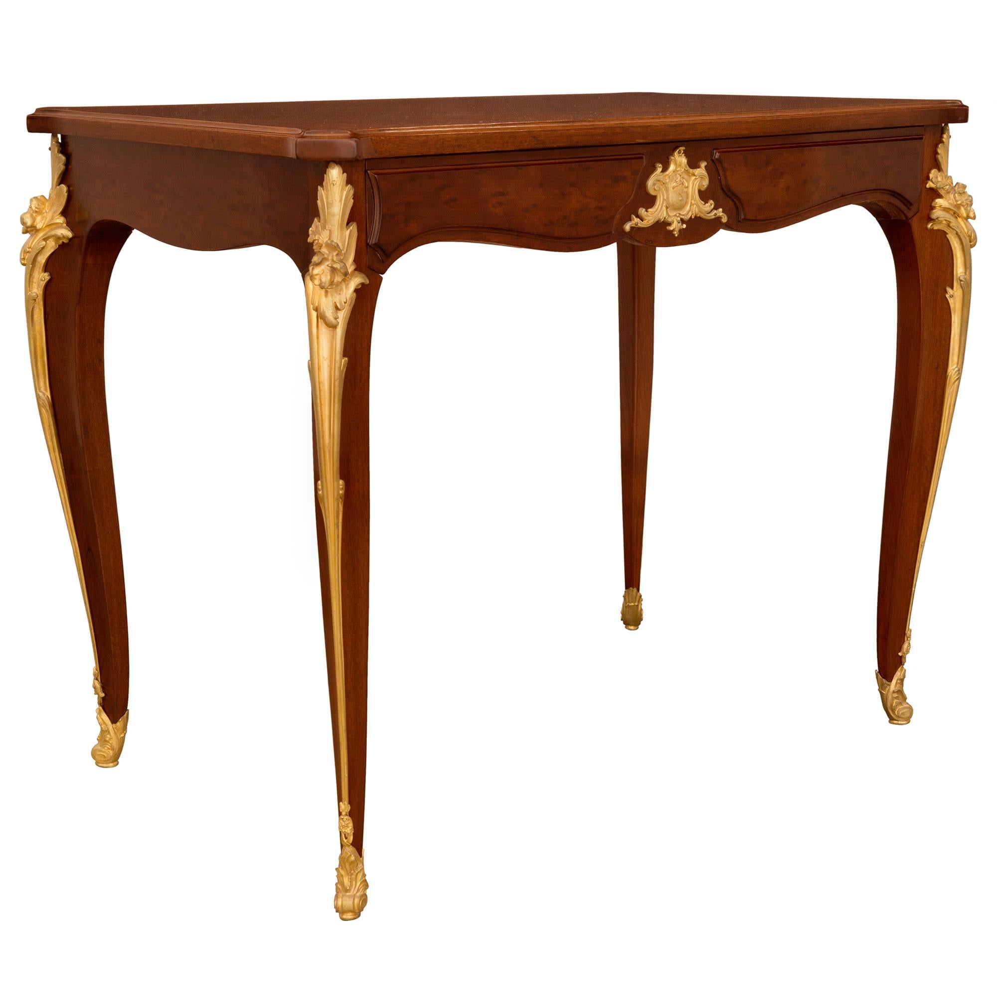 French 19th Century Louis XV Style Mahogany and Ormolu Center Table/Desk In Good Condition For Sale In West Palm Beach, FL