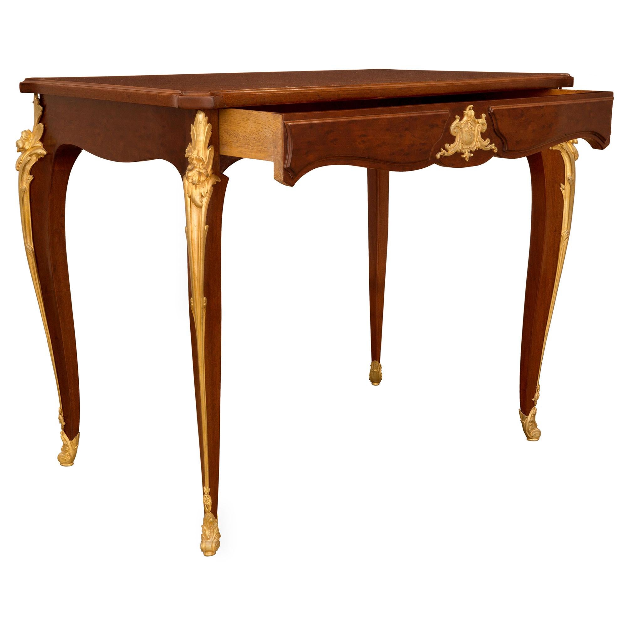 French 19th Century Louis XV Style Mahogany and Ormolu Center Table/Desk For Sale 1