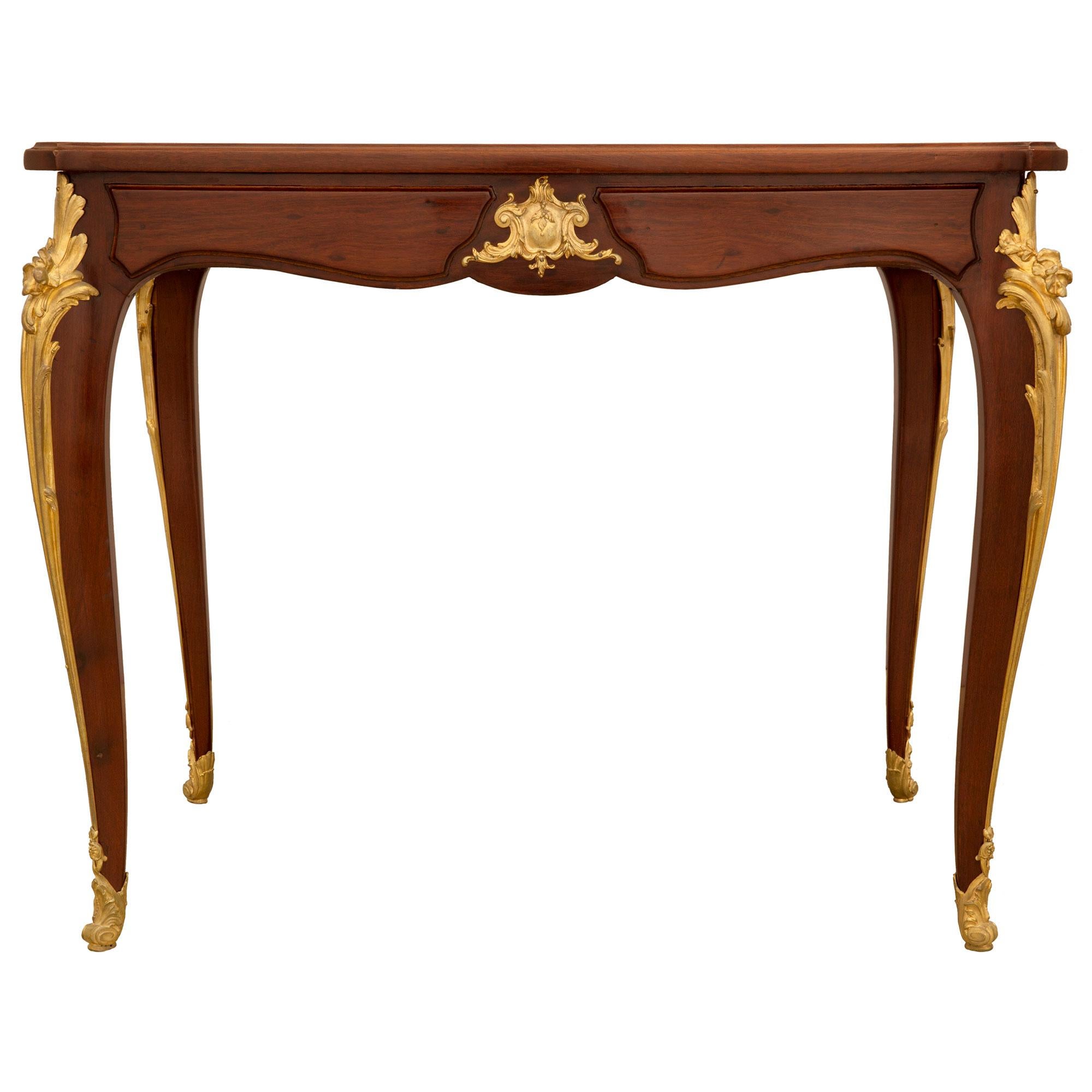 French 19th Century Louis XV Style Mahogany and Ormolu Center Table/Desk For Sale 3