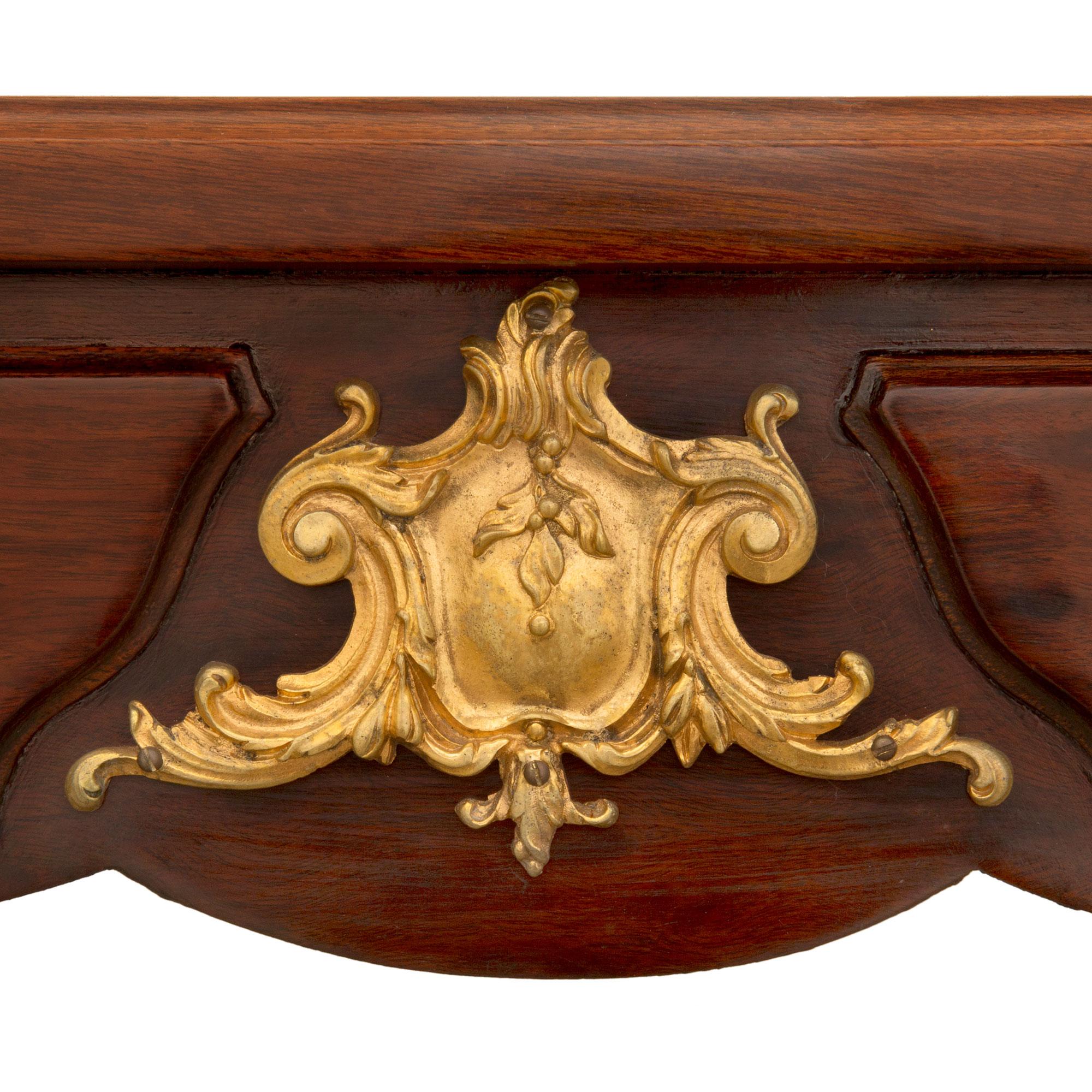French 19th Century Louis XV Style Mahogany and Ormolu Center Table/Desk For Sale 4