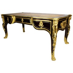 French 19th Century Louis XV Style Mahogany & Ormolu Mounted Bureau Plat 'Desk'