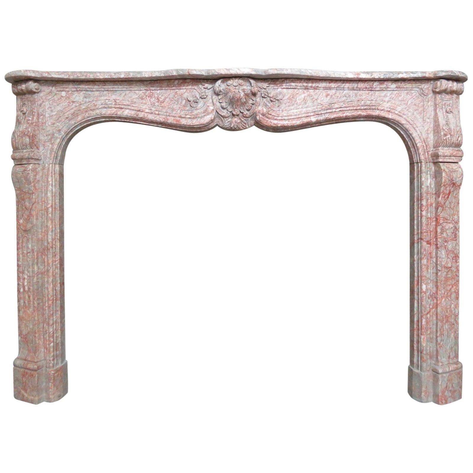 French 20th Century Louis XV Style Marble Fireplace Mantel For Sale