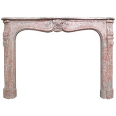 French 20th Century Louis XV Style Marble Fireplace Mantel