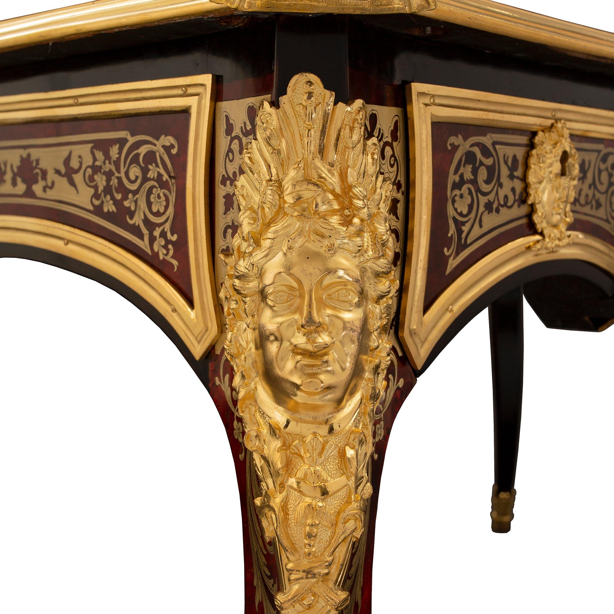 French 19th Century Louis XV Style Napoleon III Period Boulle Bureau Plat For Sale 1