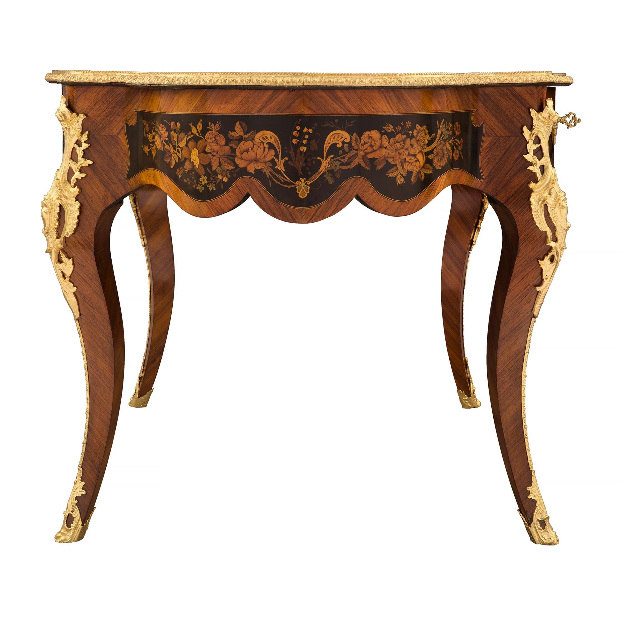 French 19th Century Louis XV Style Napoleon III Period Exotic Wood Center Table For Sale 1