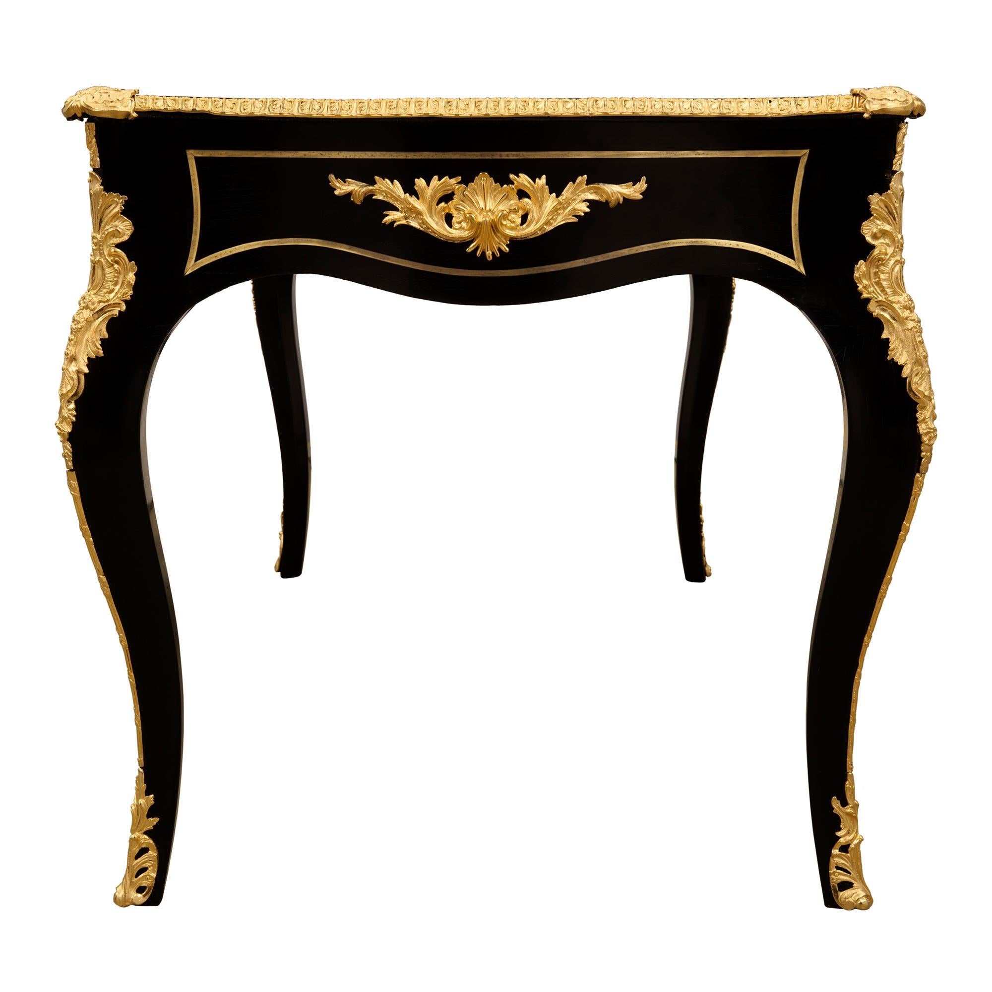 Brass French 19th Century Louis XV Style Napoleon III Period Mounted Desk For Sale