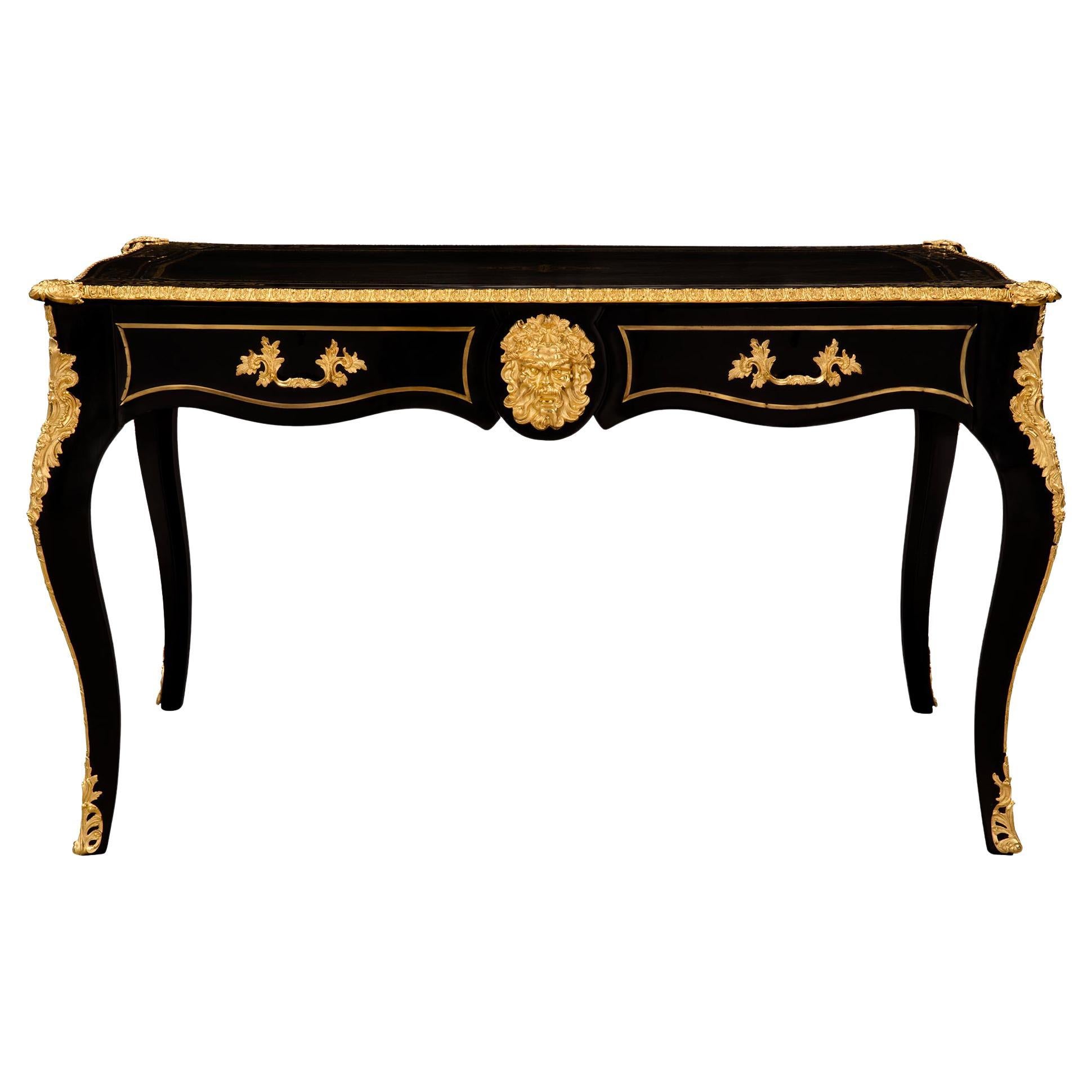 French 19th Century Louis XV Style Napoleon III Period Mounted Desk For Sale