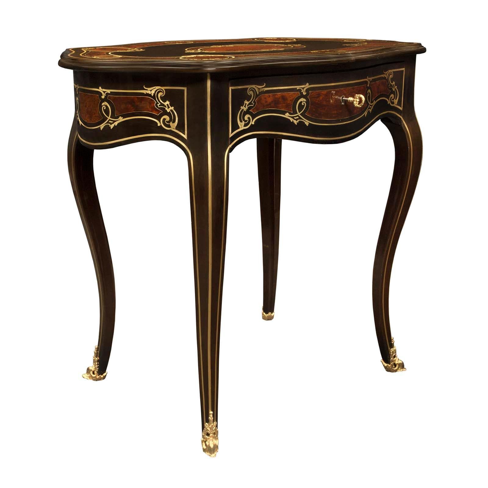 Brass French 19th Century Louis XV Style Napoleon III Period Side Table For Sale
