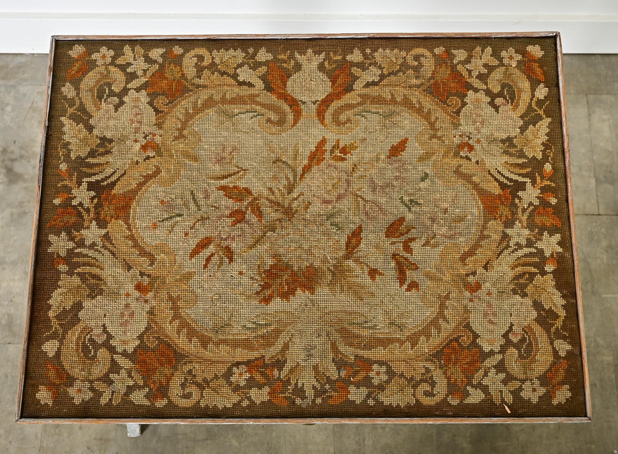 French 19th Century Louis XV Style Needlepoint Tea Table For Sale 1