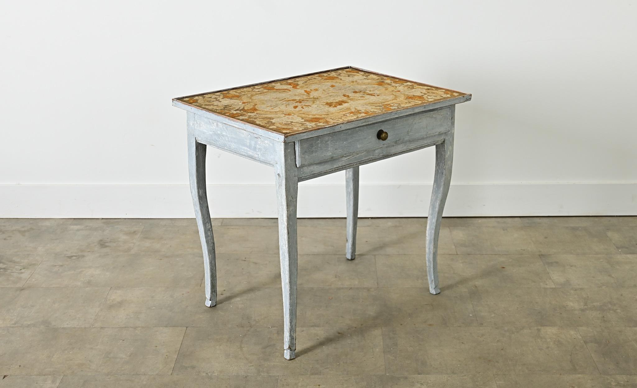 French 19th Century Louis XV Style Needlepoint Tea Table For Sale 2