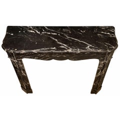 French 19th Century Louis XV Style Noir Antique Marble Fireplace Mantel