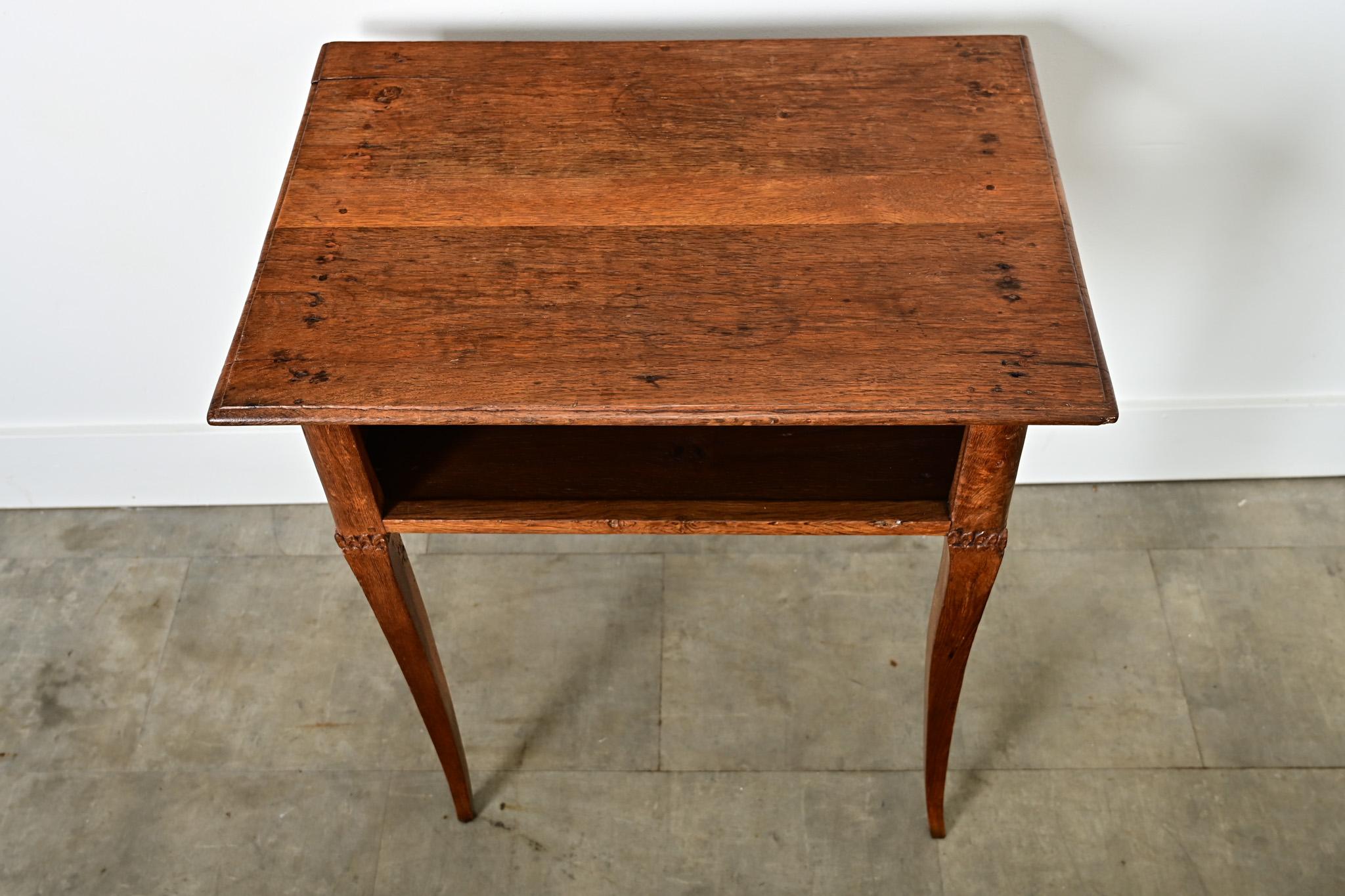 Carved French 19th Century Louis XV Style Oak Side Table For Sale