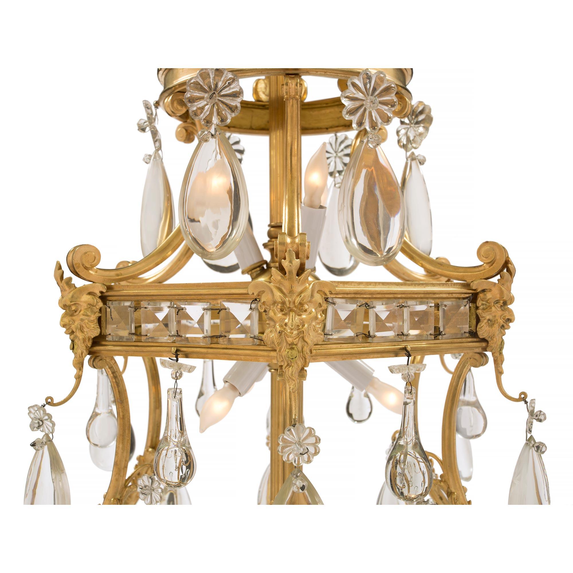French 19th Century Louis XV Style Ormolu and Baccarat Crystal Chandelier For Sale 1