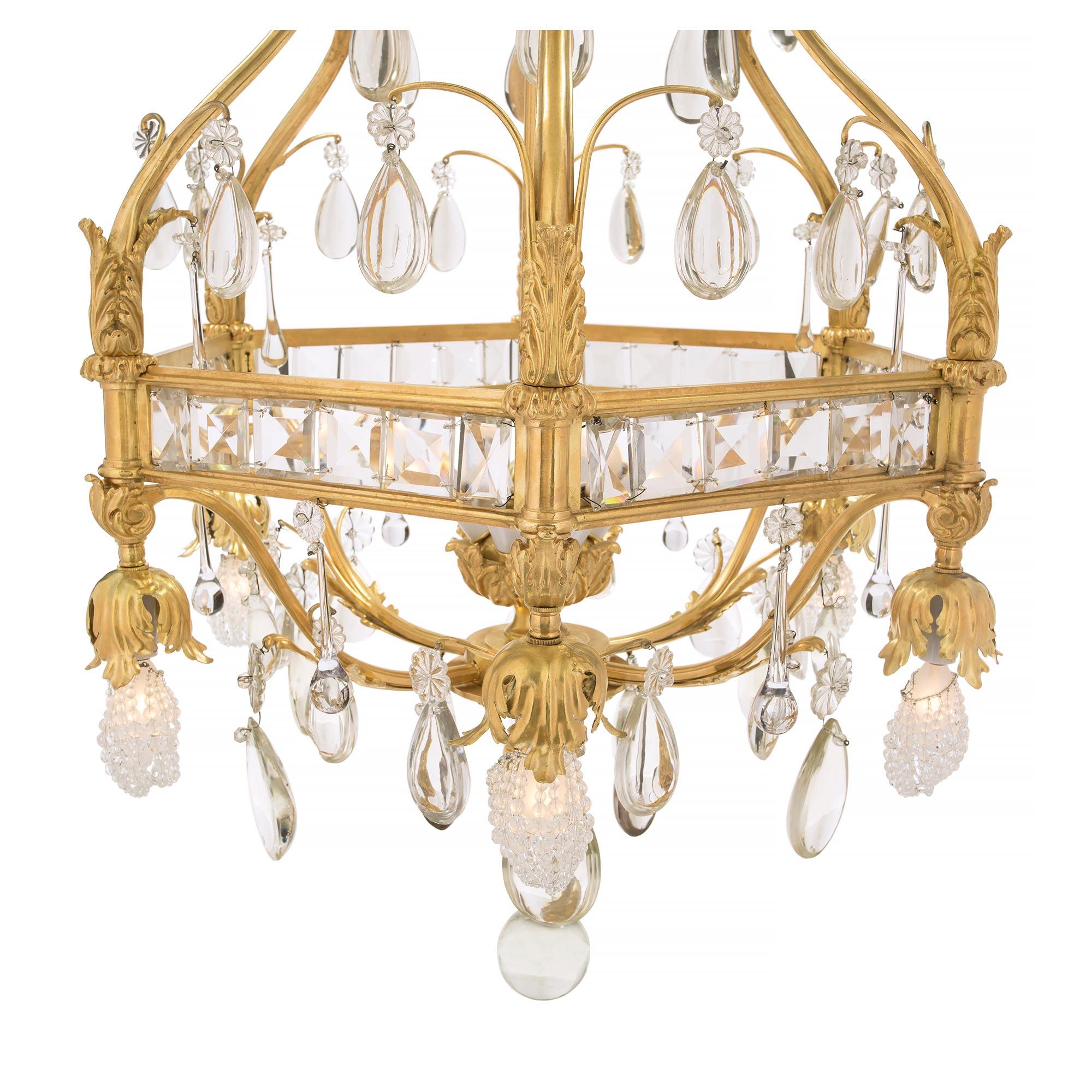 French 19th Century Louis XV Style Ormolu and Baccarat Crystal Chandelier For Sale 2