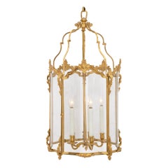 French 19th Century Louis XV Style Ormolu and Hand Blown Glass Lantern