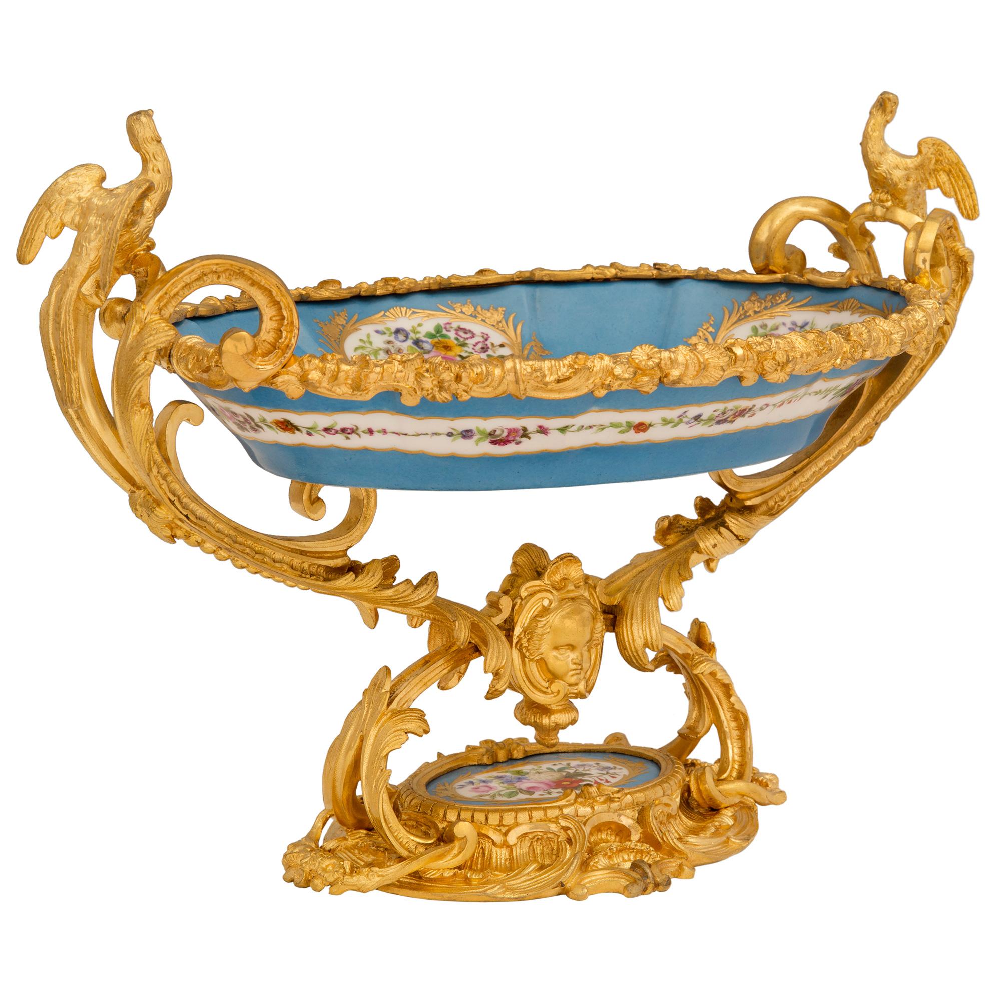 French 19th Century Louis XV Style Ormolu and Sèvres Porcelain Centerpiece 1
