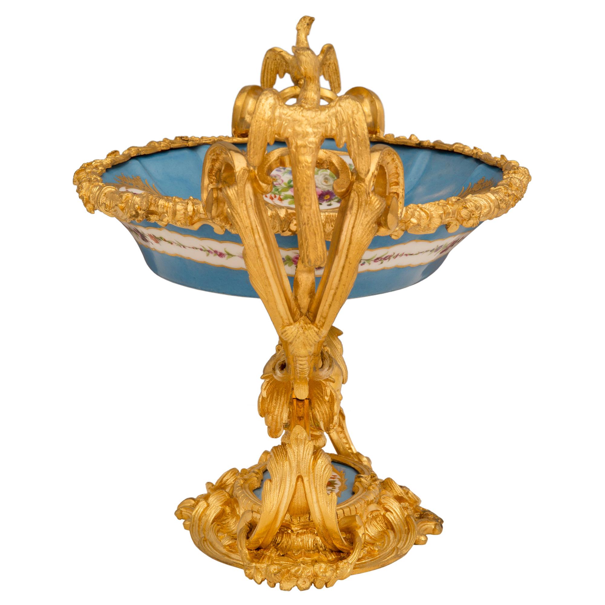 French 19th Century Louis XV Style Ormolu and Sèvres Porcelain Centerpiece 2