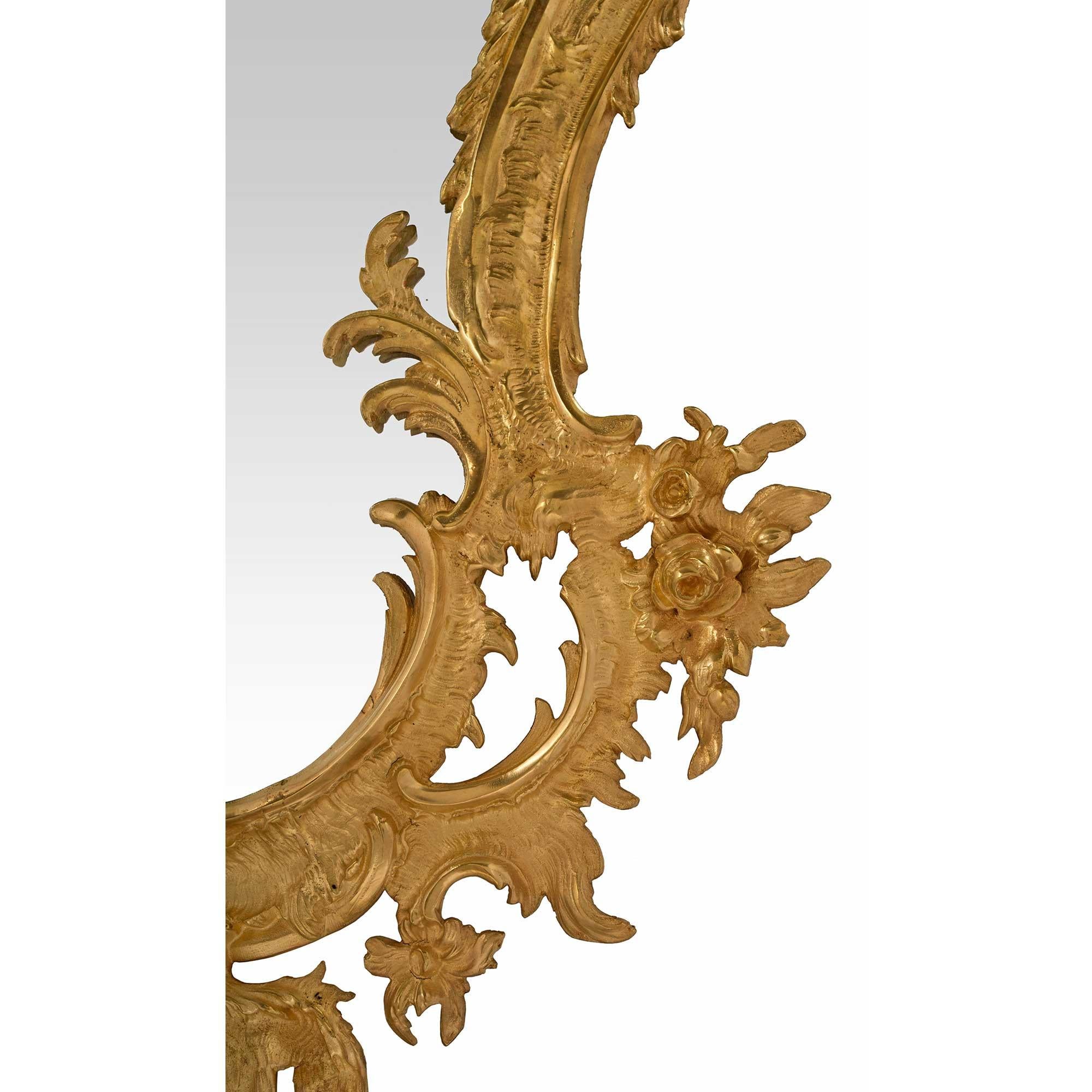 French 19th Century Louis XV Style Ormolu Mirror with Its Original Mirror Plate 2