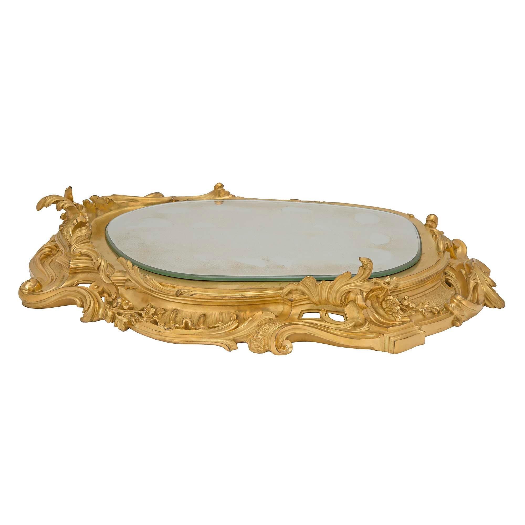 French 19th Century Louis XV Style Ormolu Mirrored Centerpiece, Signed A. Aucoc In Good Condition In West Palm Beach, FL