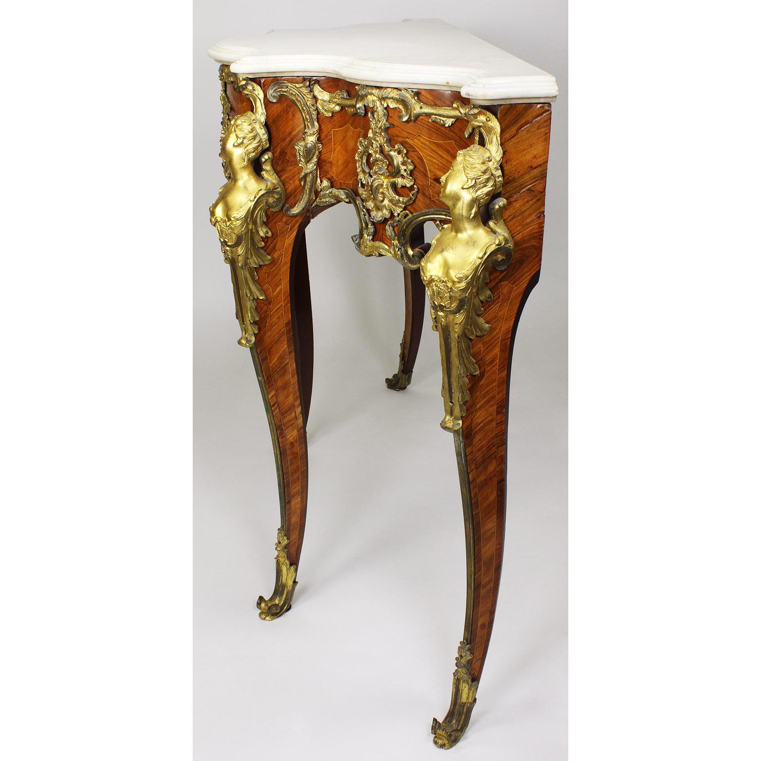 French 19th Century Louis XV Style Ormolu-Mounted Console After Charles Cressent For Sale 4