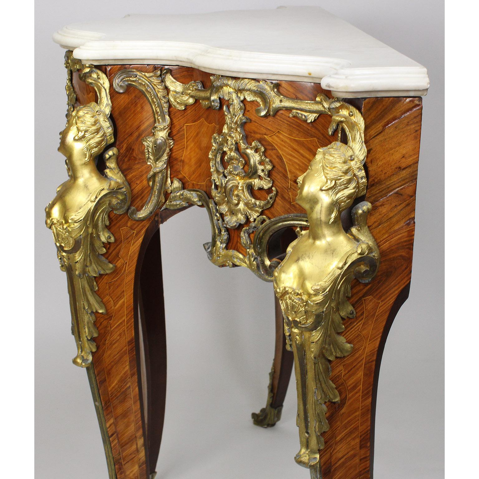 French 19th Century Louis XV Style Ormolu-Mounted Console After Charles Cressent For Sale 5