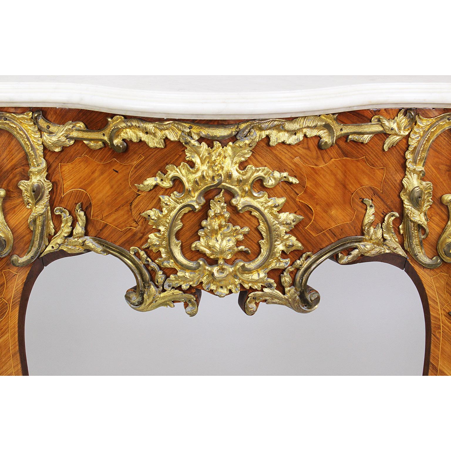 Veneer French 19th Century Louis XV Style Ormolu-Mounted Console After Charles Cressent For Sale
