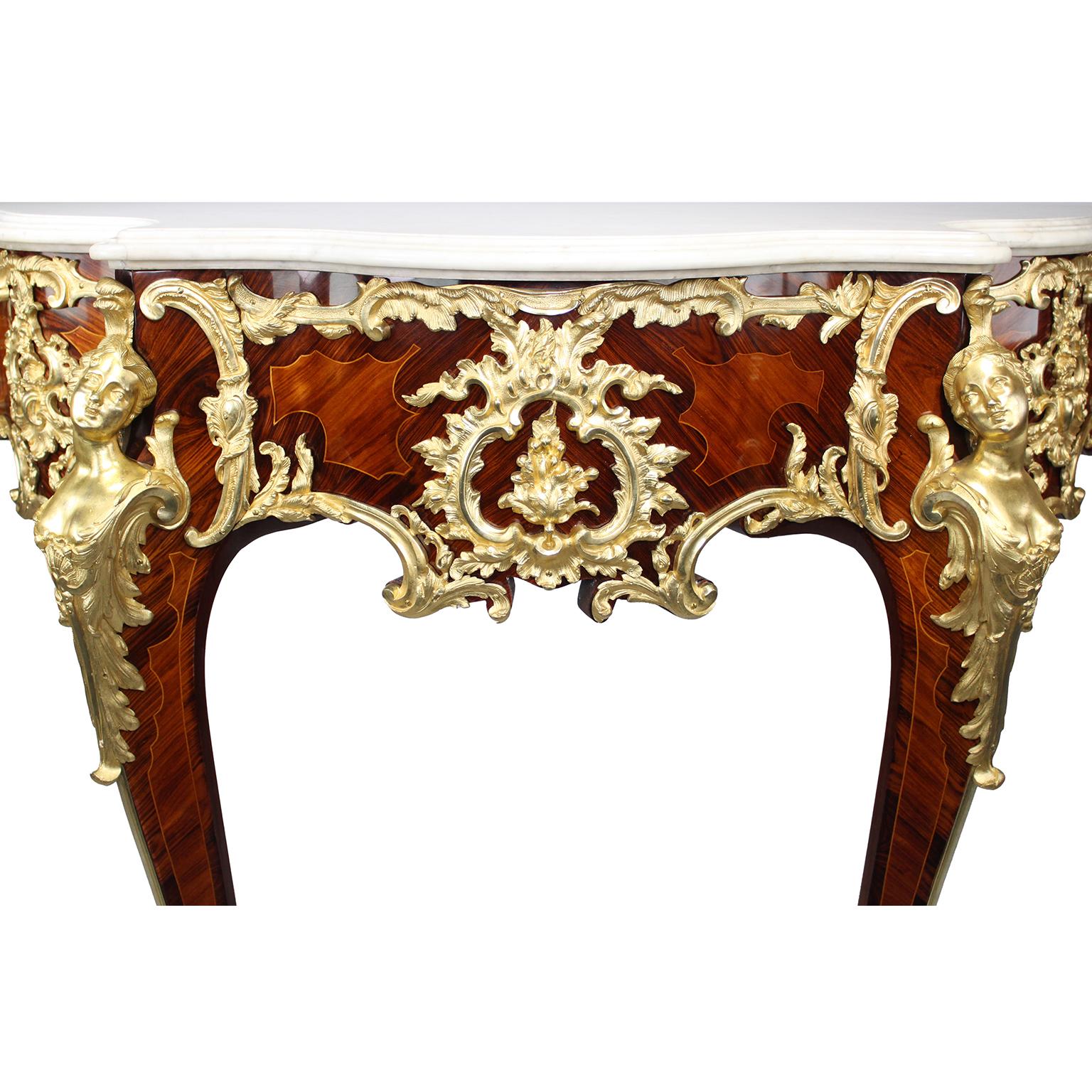 Veneer French 19th Century Louis XV Style Ormolu-Mounted Console After Charles Cressent For Sale