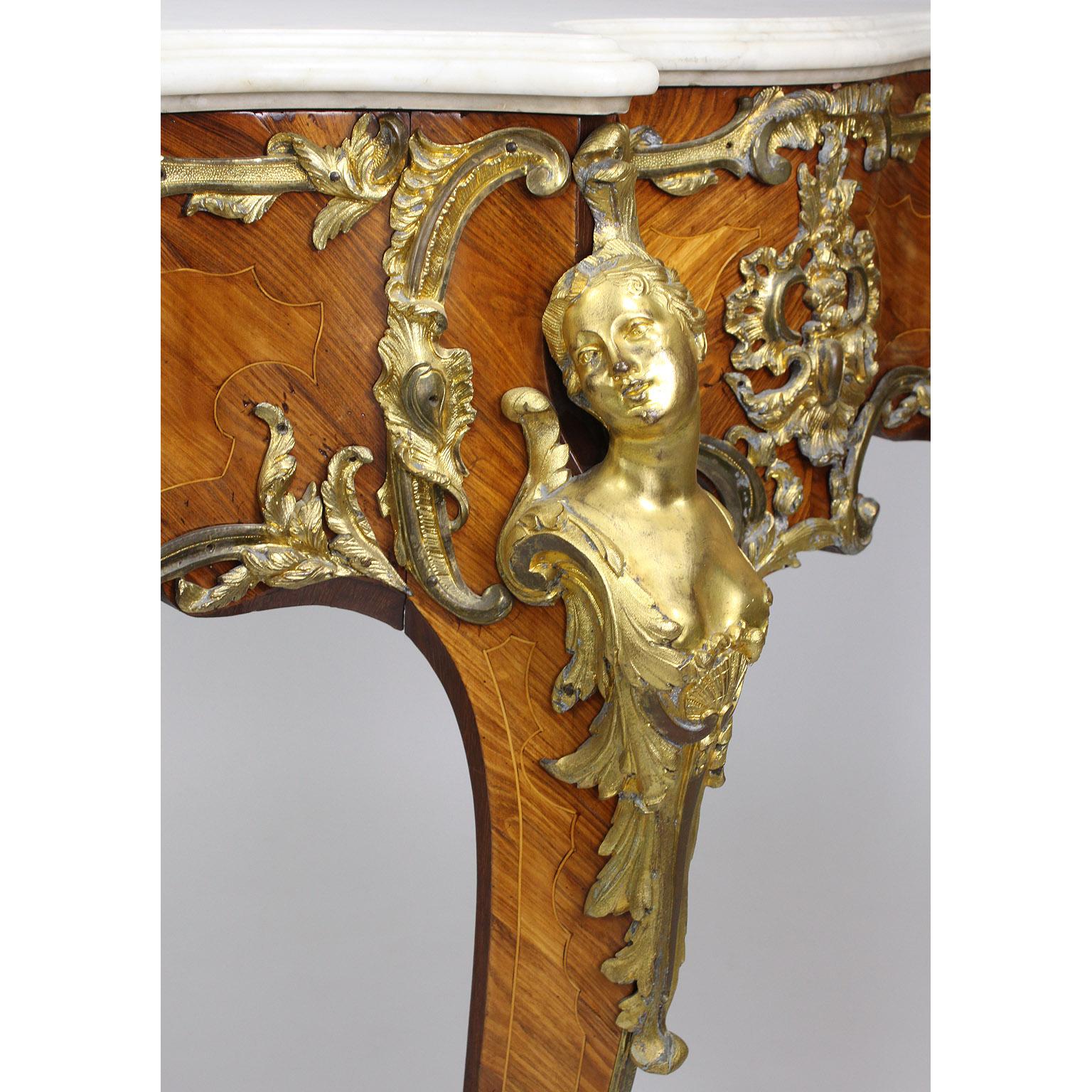 Placage Console monté en bronze doré de style Louis XV du XIXe siècle, d'après Charles Cressent en vente