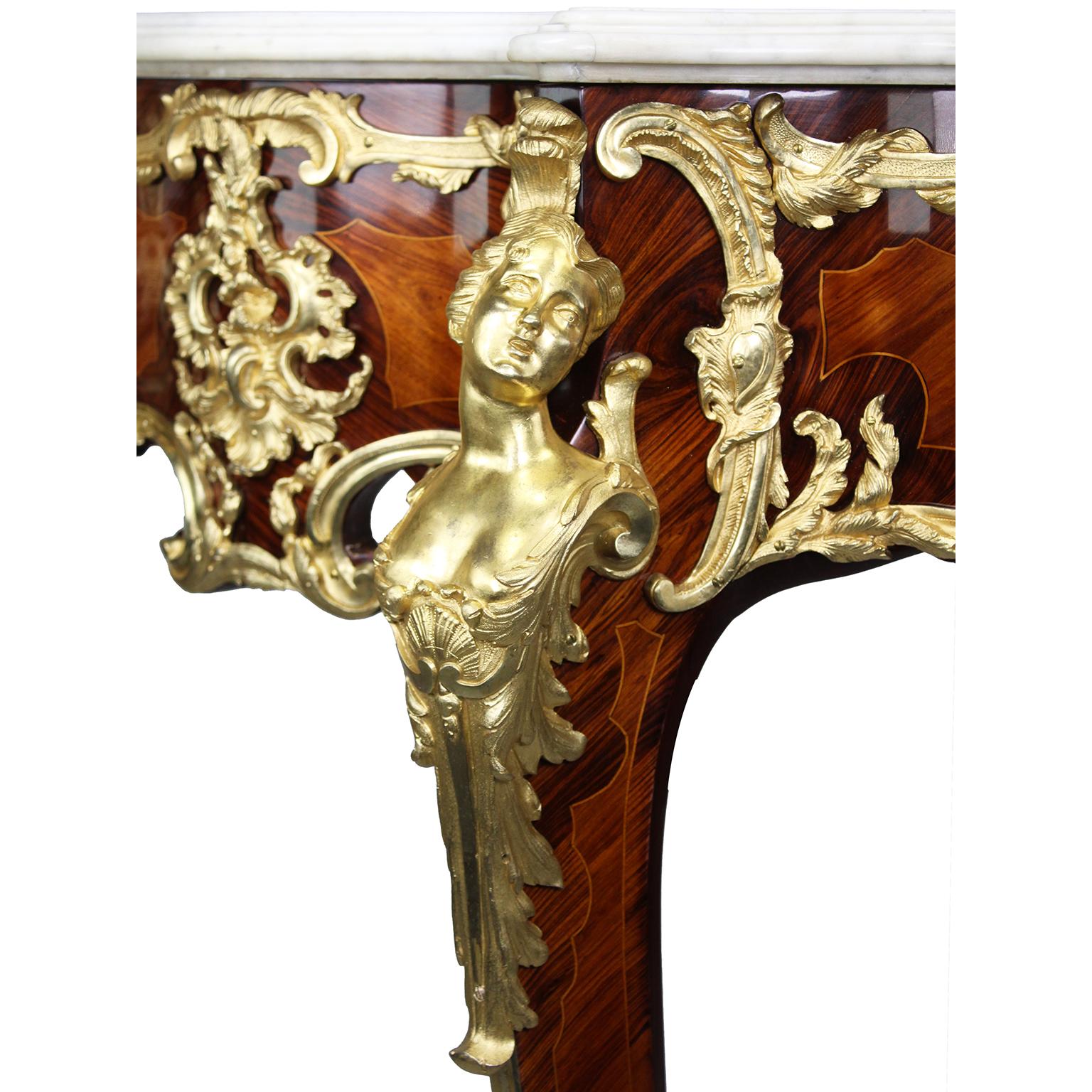 French 19th Century Louis XV Style Ormolu-Mounted Console After Charles Cressent In Fair Condition For Sale In Los Angeles, CA