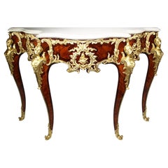 Console francese del XIX secolo in stile Luigi XV con ormeggio di Charles Cressent