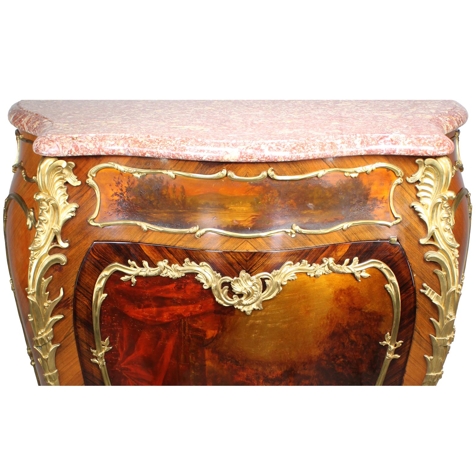 Gilt French 19th Century Louis XV Style Ormolu Mounted Kingwood Vernis-Martin Cabinet For Sale