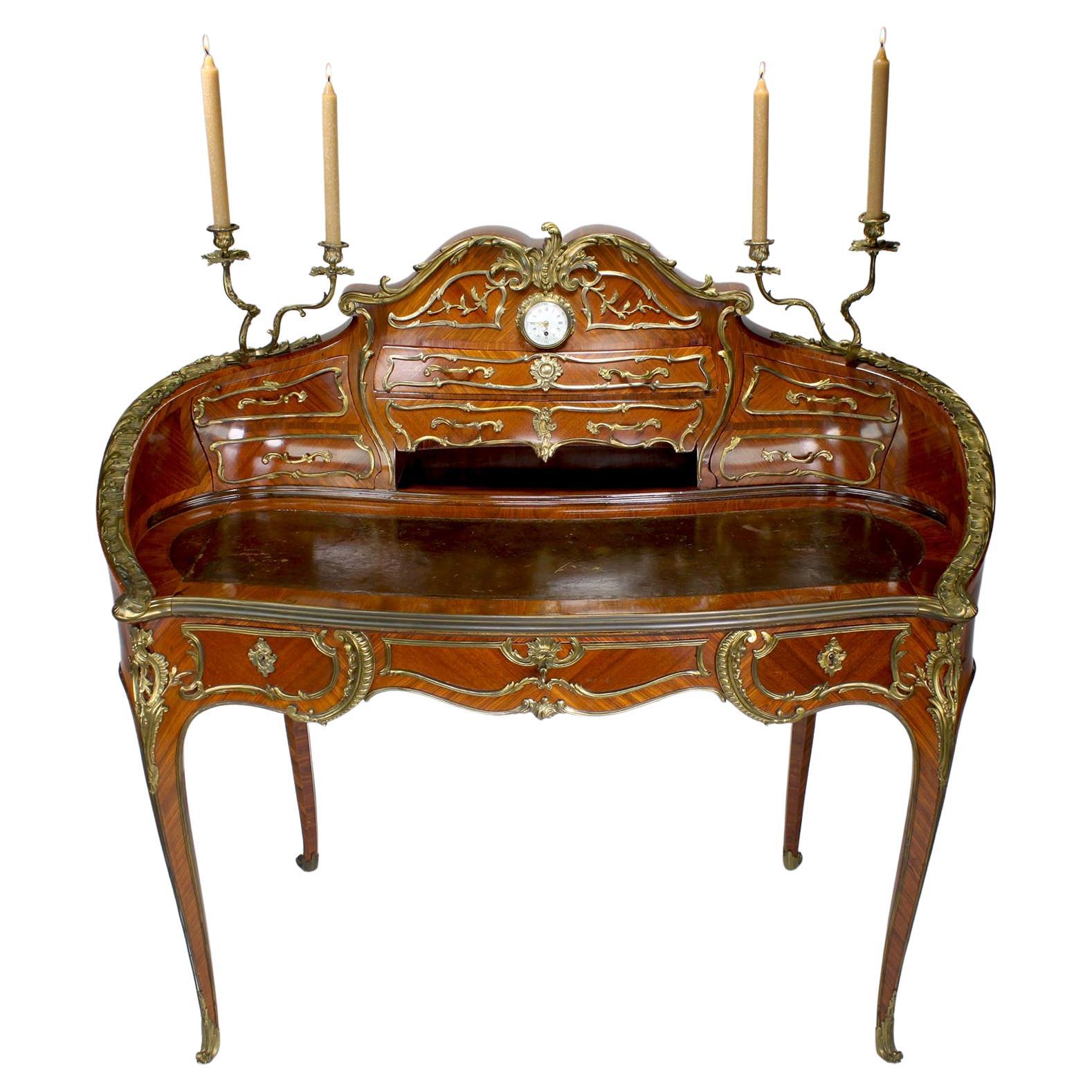 French 19th Century Louis XV Style Ormolu-Mounted Lady's Secretary Desk, Millet For Sale