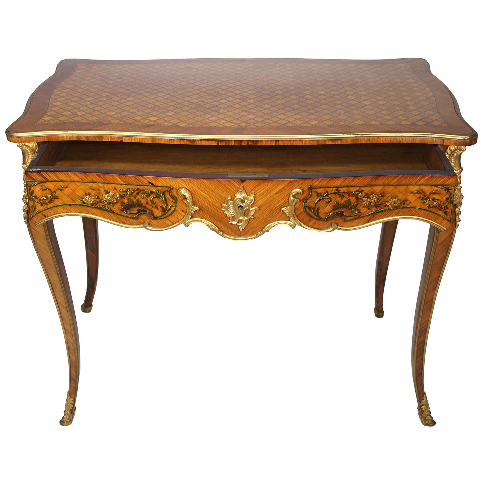 Bronzo Scrivania francese del XIX secolo in stile Louis XV con ormeggio e Vernis Martin, Attr. Majorelle in vendita