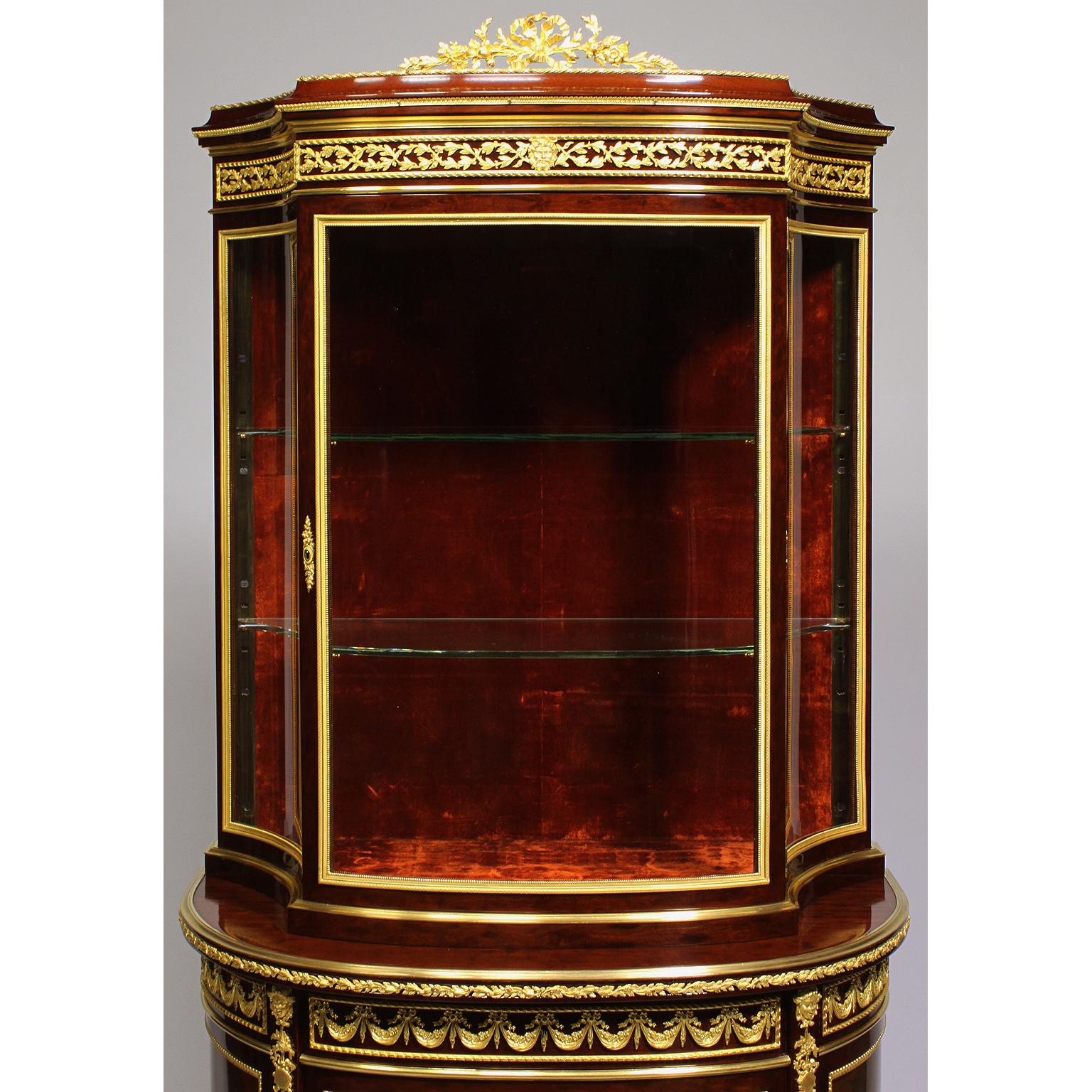 Veneer French Louis XV Style Ormolu and Vernis Martin Vitrine Attributed to F. Linke For Sale
