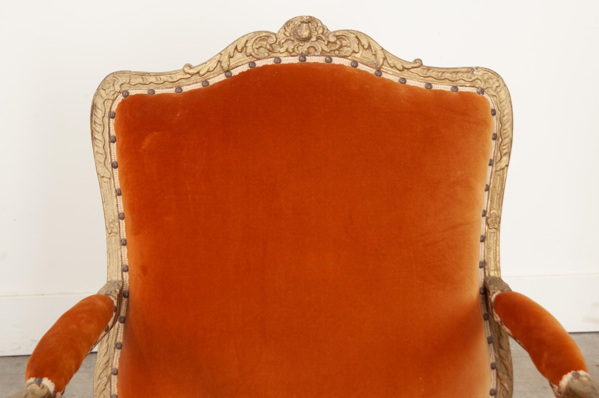 French 19th Century Louis XV Style Painted Fauteuil In Good Condition For Sale In Baton Rouge, LA