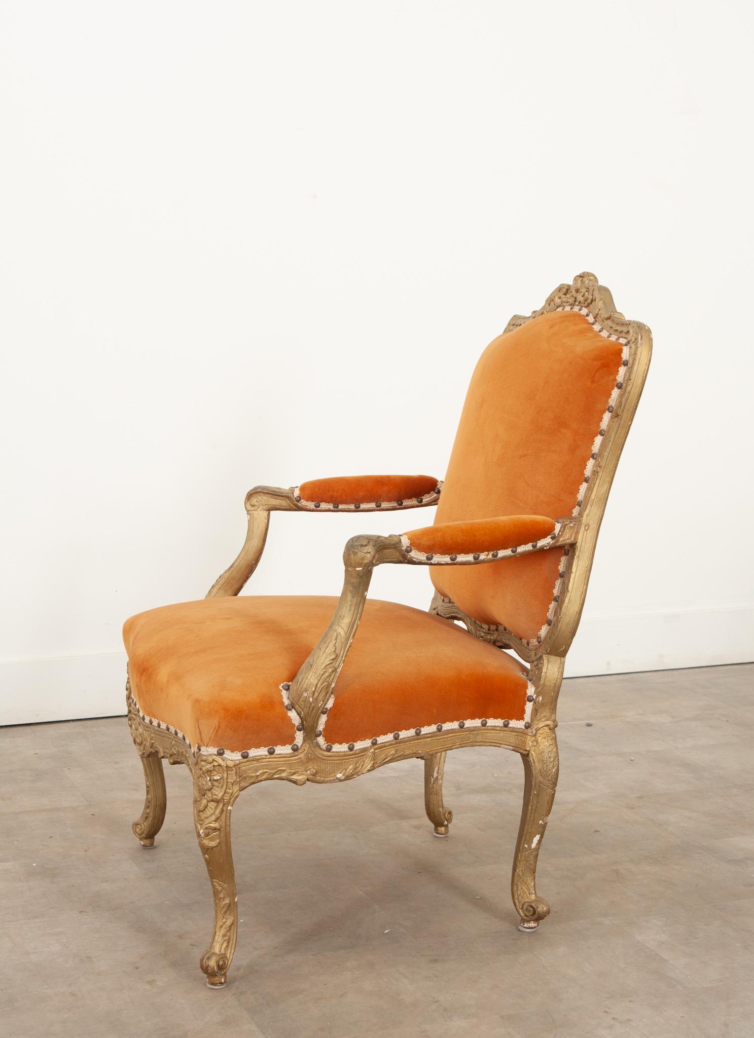 French 19th Century Louis XV Style Painted Fauteuil For Sale 1