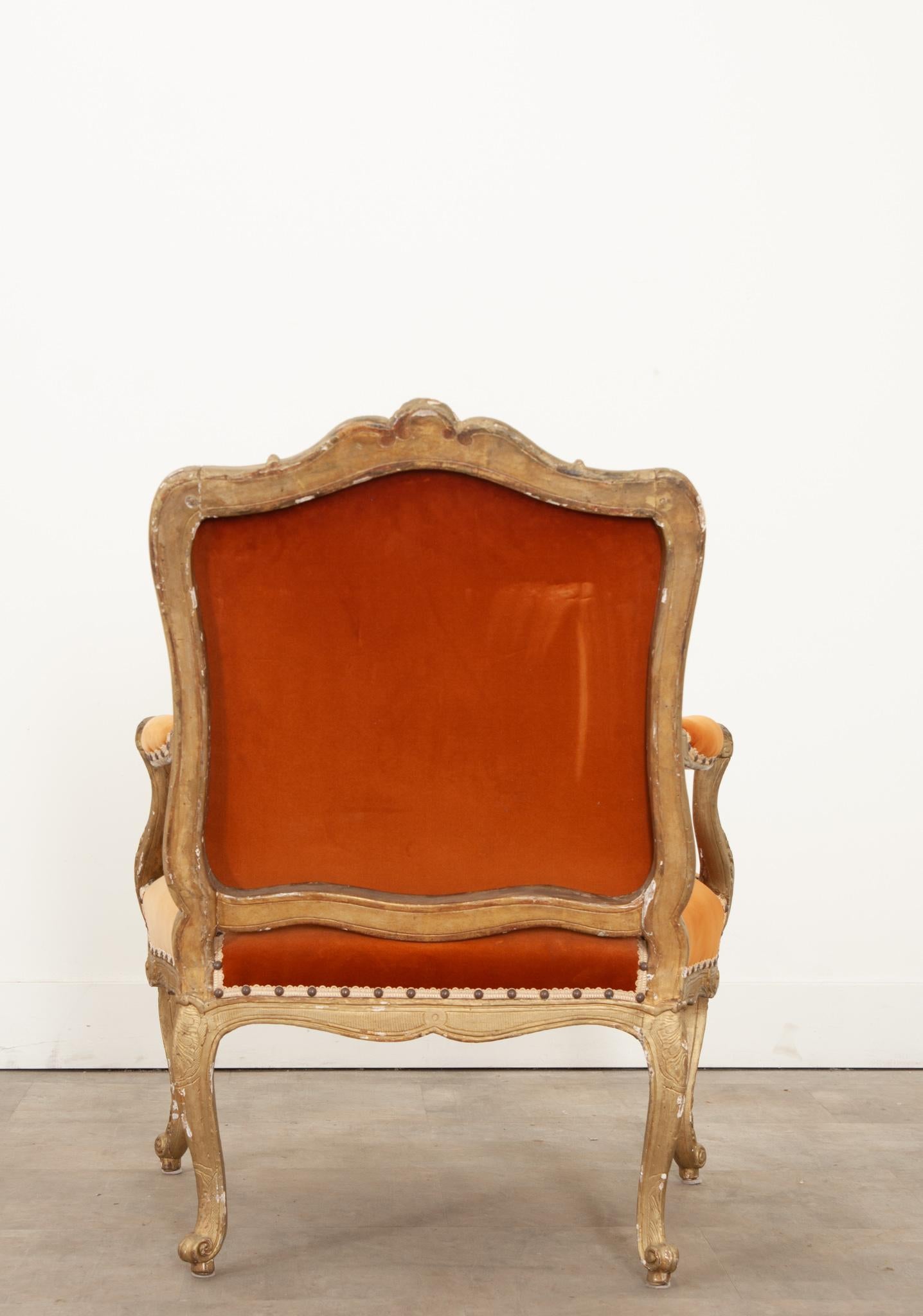 French 19th Century Louis XV Style Painted Fauteuil For Sale 2