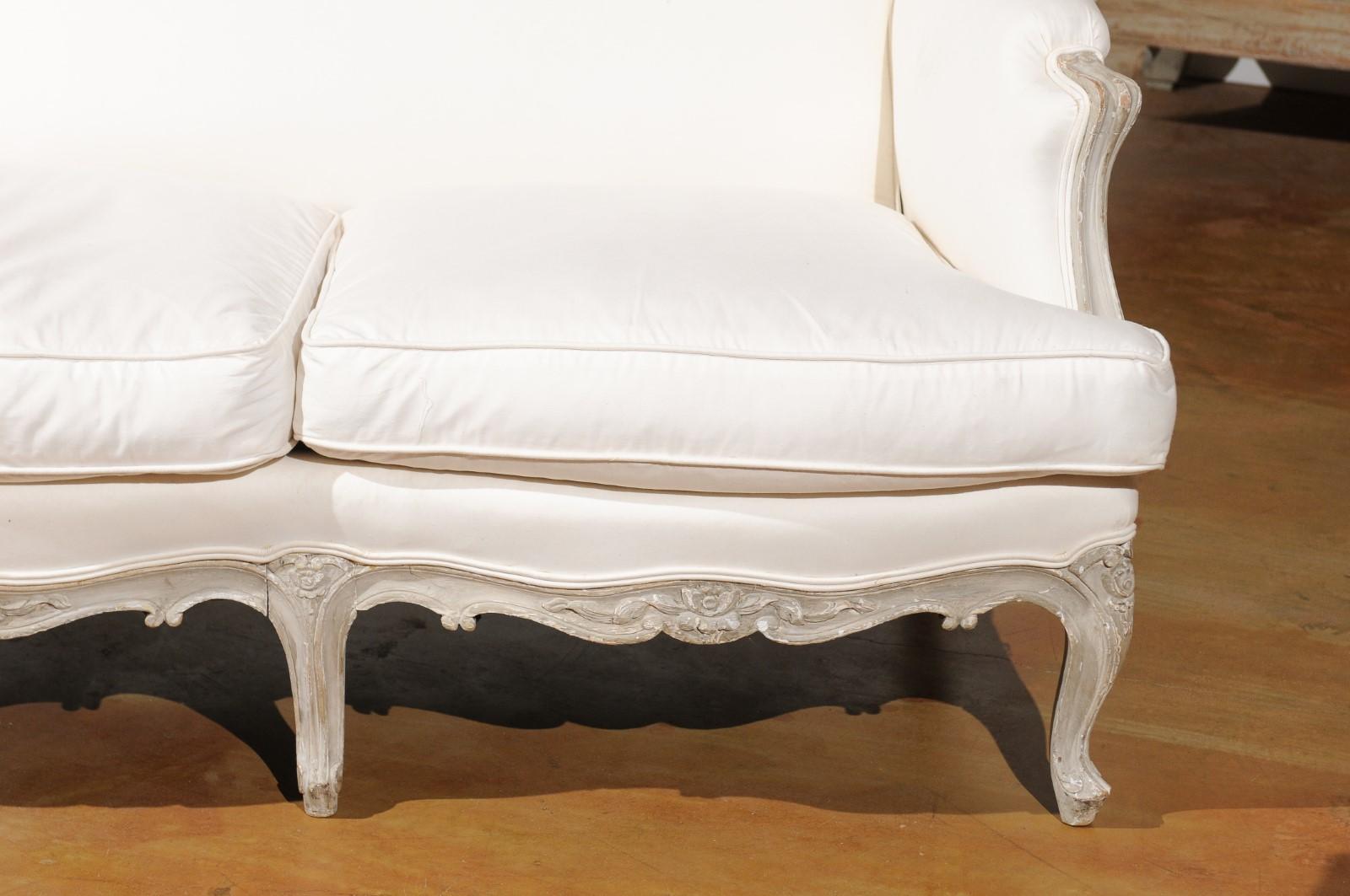 Upholstery French 19th Century Louis XV Style Painted Wood Two-Seats Upholstered Canapé