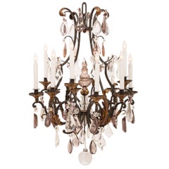 French 19th Century Louis XV Style Patinated and Gilt Wrought Iron Chandelier