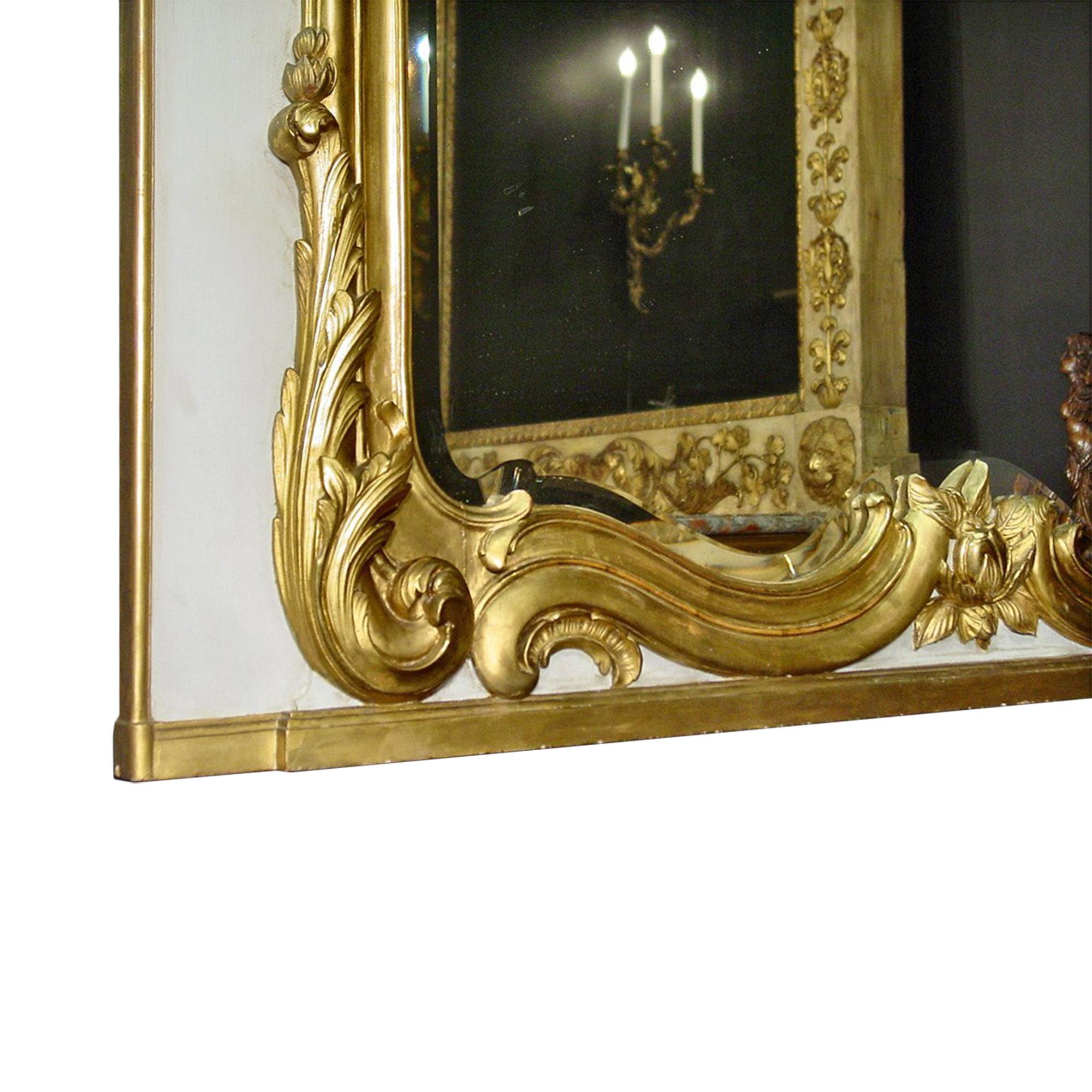 Mirror French 19th Century Louis XV Style Patinated and Giltwood Boiserie Element For Sale