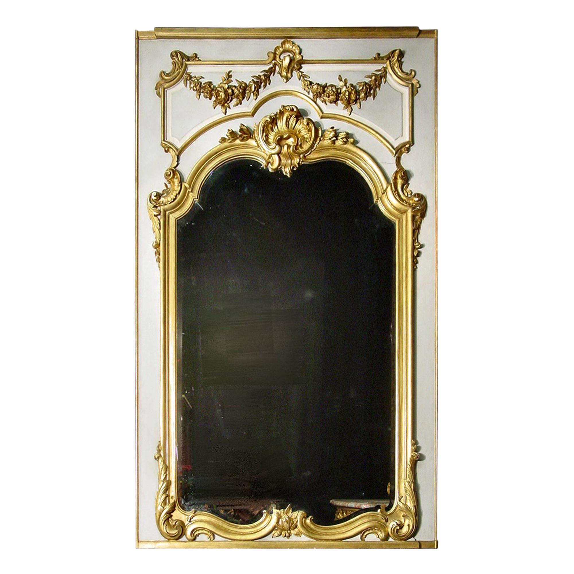 French 19th Century Louis XV Style Patinated and Giltwood Boiserie Element For Sale