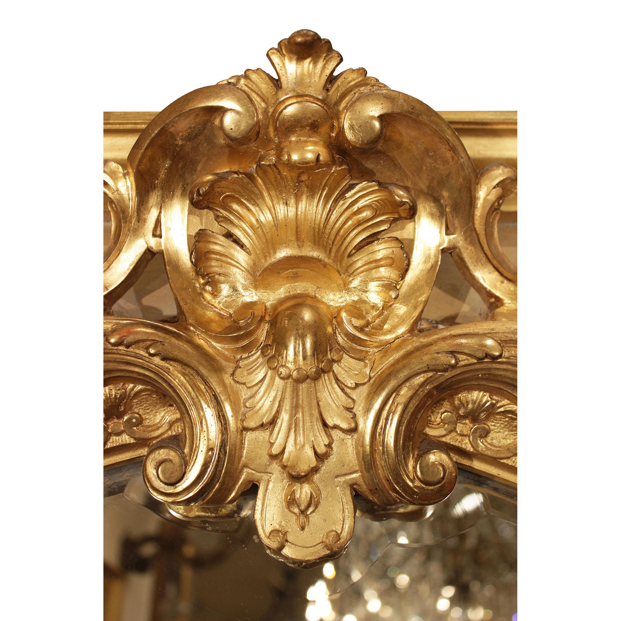French 19th Century Louis XV Style Patinated and Giltwood Mirror For Sale 1